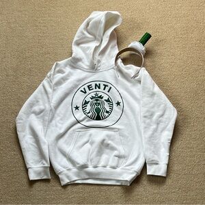 ☕ Starbucks Venti Sweatshirt + Straw Headband | Youth M (10–11)